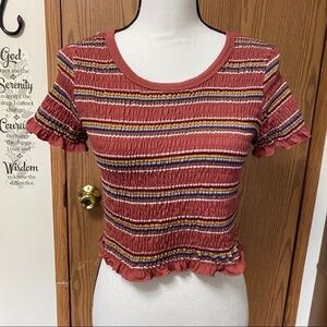 🌺 Wild Fable Striped Crop Top Sz Lg Lettuce Hem